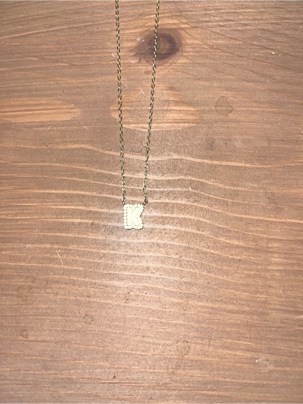 K letter necklace adjustable 17”+ sterling silver two tone gold elegant 925